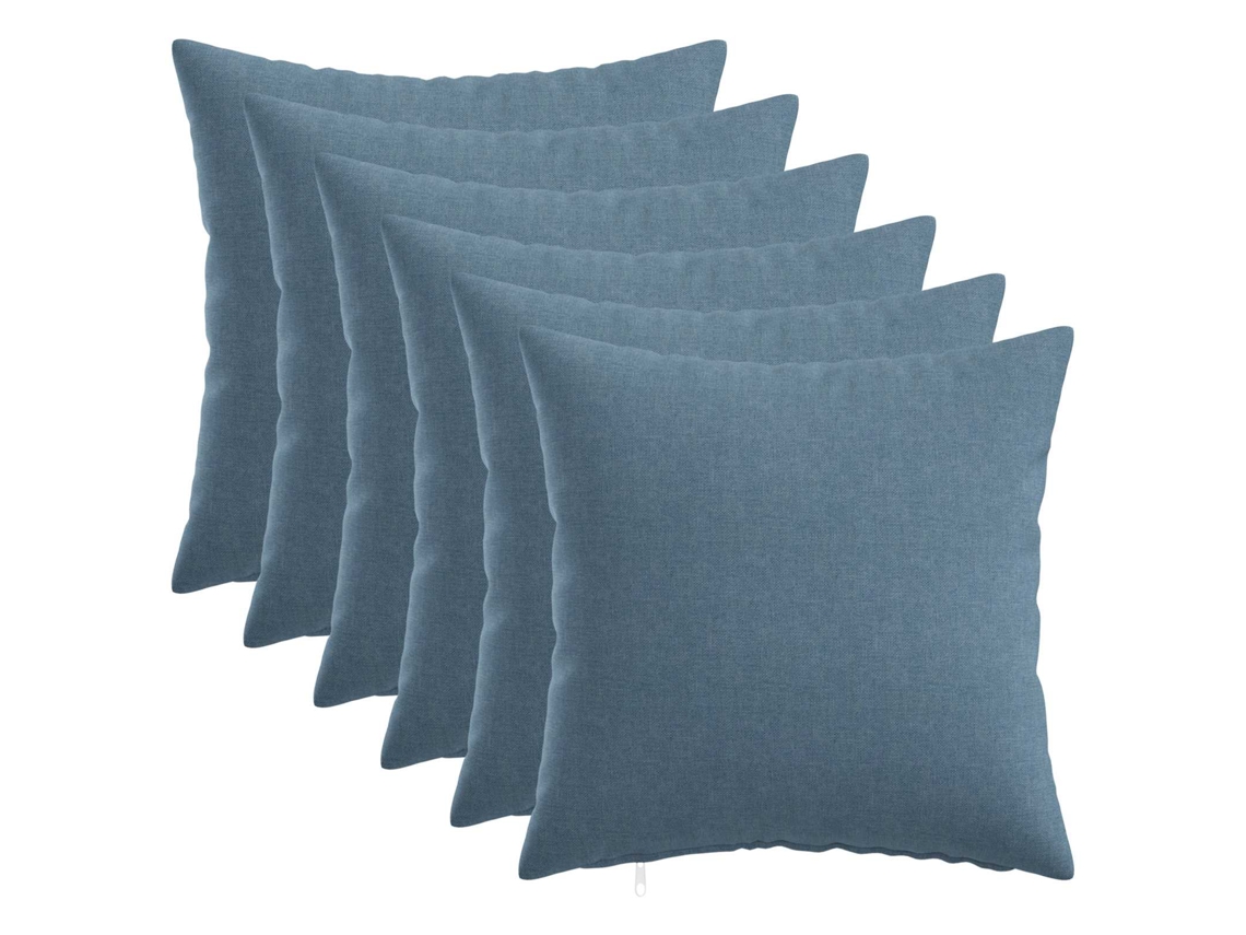 Vidaxl Almofada Com Travesseiro Heerlen 6 Unid. Azul Jeans Tecido