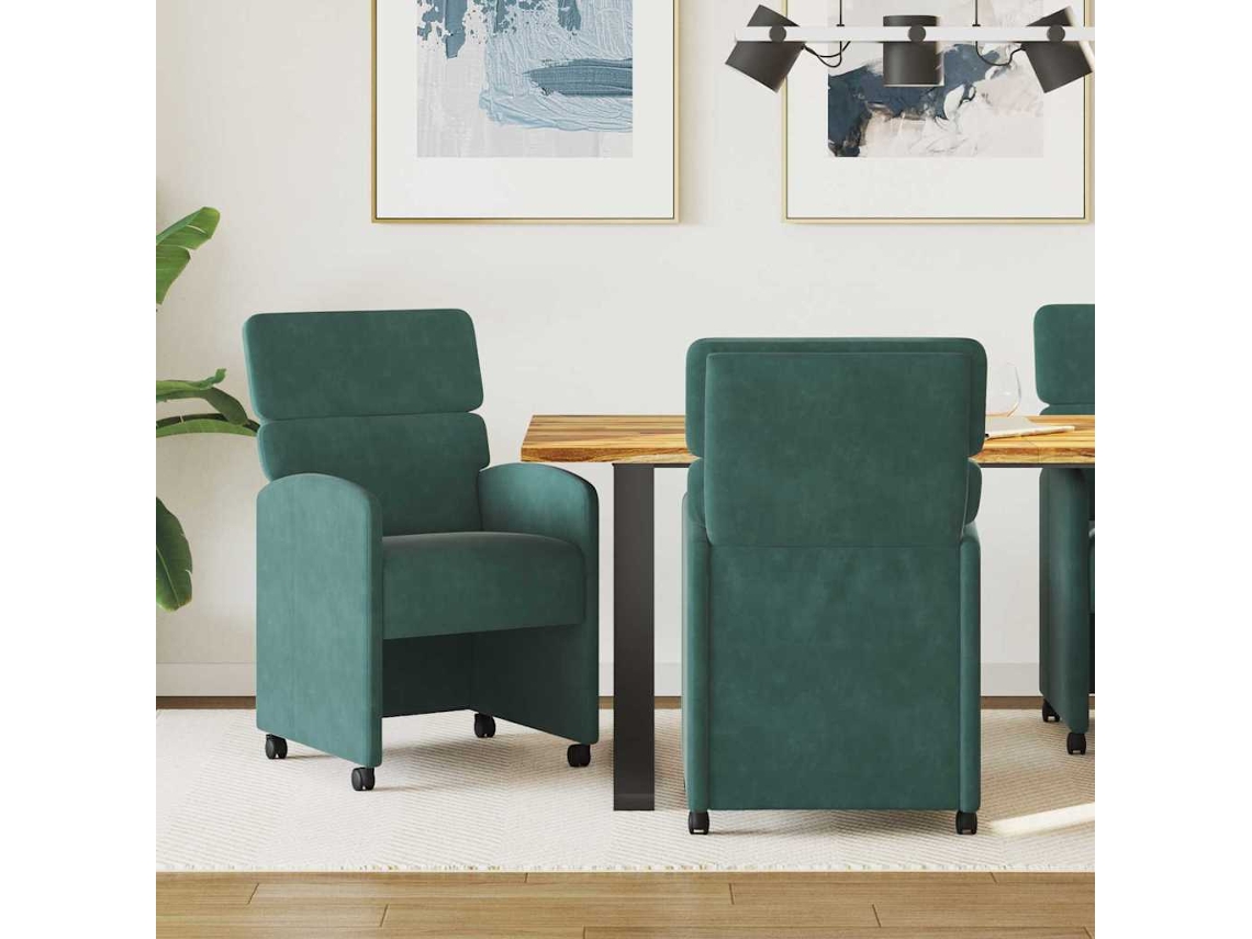 Vidaxl Cadeiras De Jantar Com Rodas 2 Pcs Verde-escuro 58 X 65 X 98 Cm