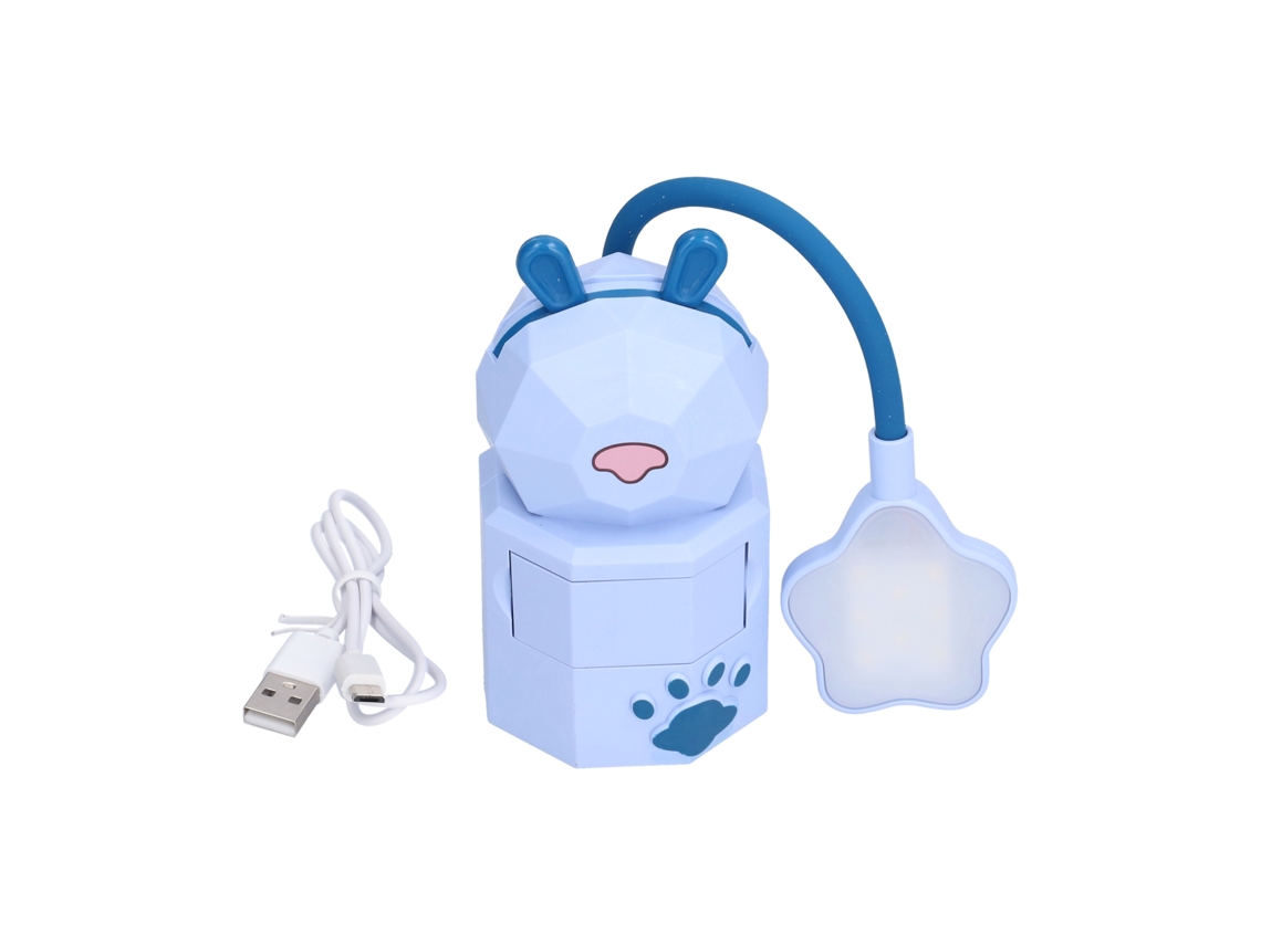Lâmpada de Mesa Led Usb Luz Branca Quente, Suporte Celular, Estudantes, Dormitório, Azul | S/MARCA