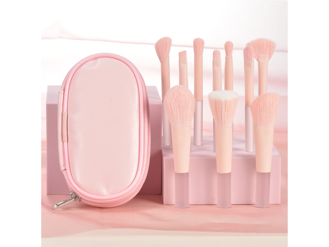 Conjunto De 10 Mini Pincéis De Maquiagem - Pincéis Para Sombra E Pó Com Cerdas Macias