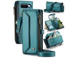 Capa Para Google Pixel 10 Pro Xl Carteira Rfid Crossbody Zíper Verde Czhhmart