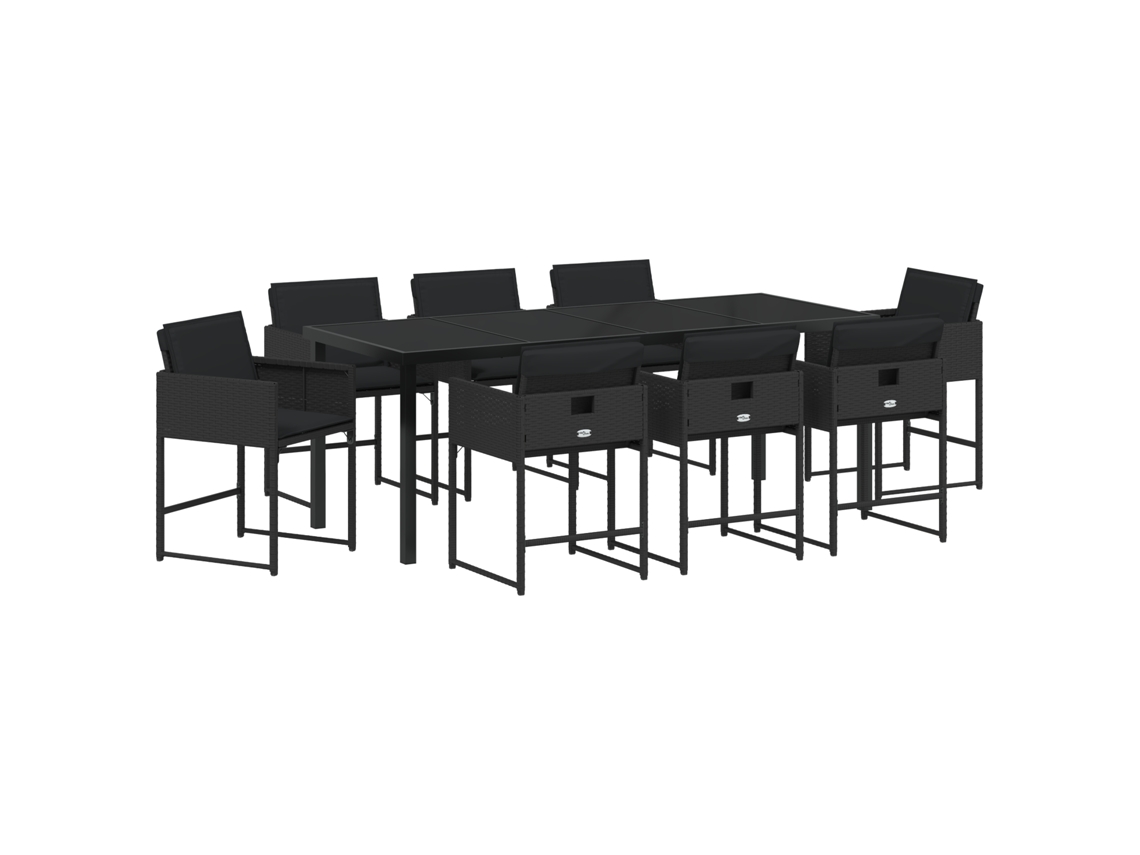 Conjunto 9 Conjunto De Jantar Moderno Vidaxl Preto Vime Pe (200 X 80 X 73 Cm)