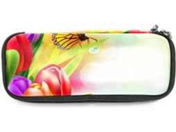 Conjunto grande com estampa floral e bordas, ideal também para marcadores de livros, maquiagem e uso escolar.
