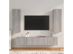 Vidaxl Conjunto Móveis De Tv 4 Pcs Madeira Processada Sonoma Cinza
