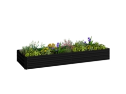 Jardim Elevado Preto Retangular (aço Corrugado, 241x90,5x30 Cm)