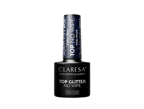 No Wipe Glitter Blue Hybrid Gel Top Coat 5g Professional Sparkle Finish Claresa