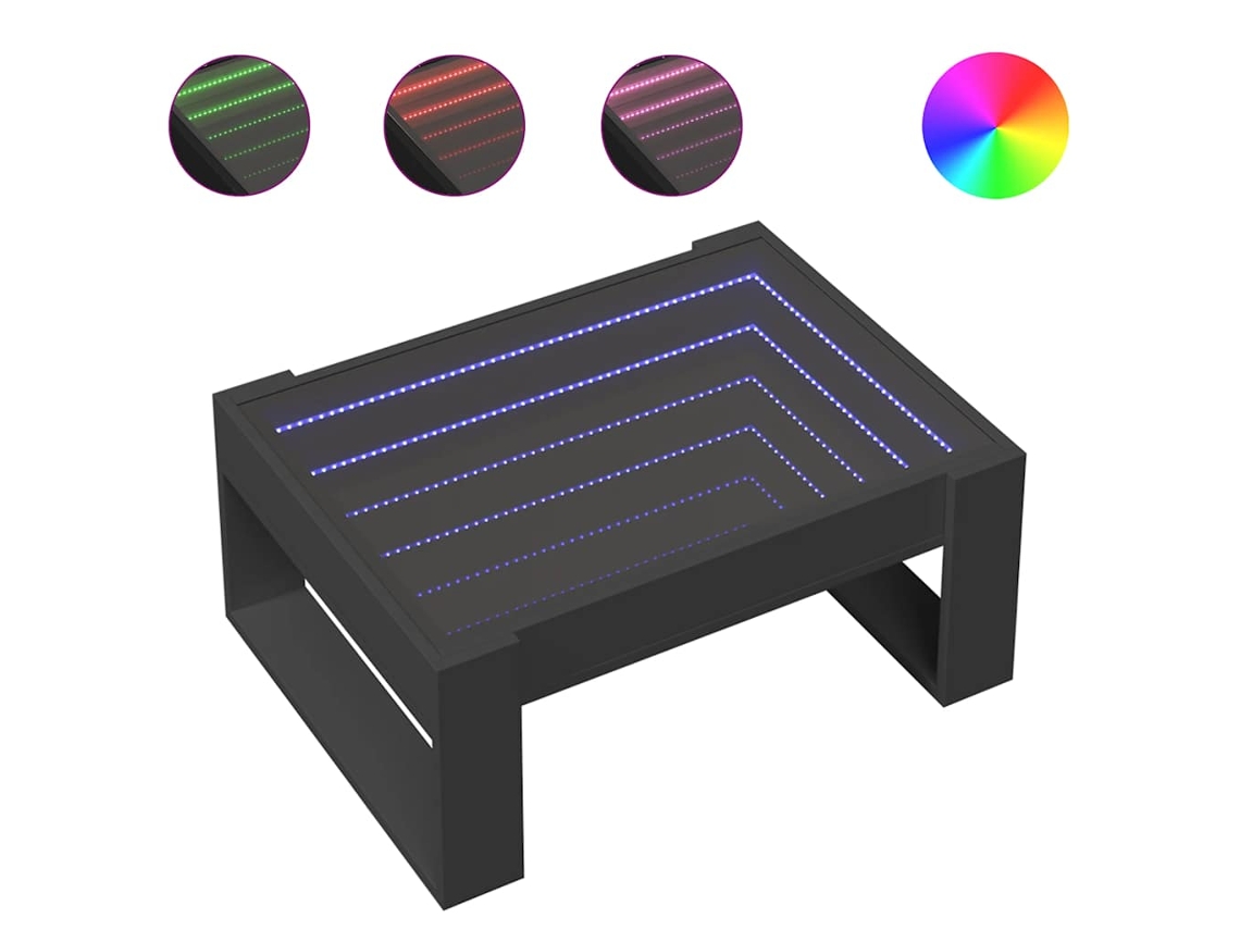 Mesa de Centro Luzes Led Infinity 70x53x30 Cm Preto MAISON EXCLUSIVE