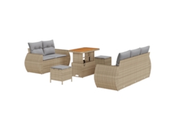 Conjunto 8 Sofá De Jardim Vidaxl Bege Vime Pe (90 X 55 X 71 Cm)
