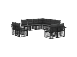 Maison Exclusive - Conjunto De Sofás Para Exterior 11 Unid. Preto E Cinza Escuro