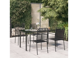 Vidaxl 5 Pcs Conjunto De Jantar P/ Jardim Corda De Algodão E Aço Preto