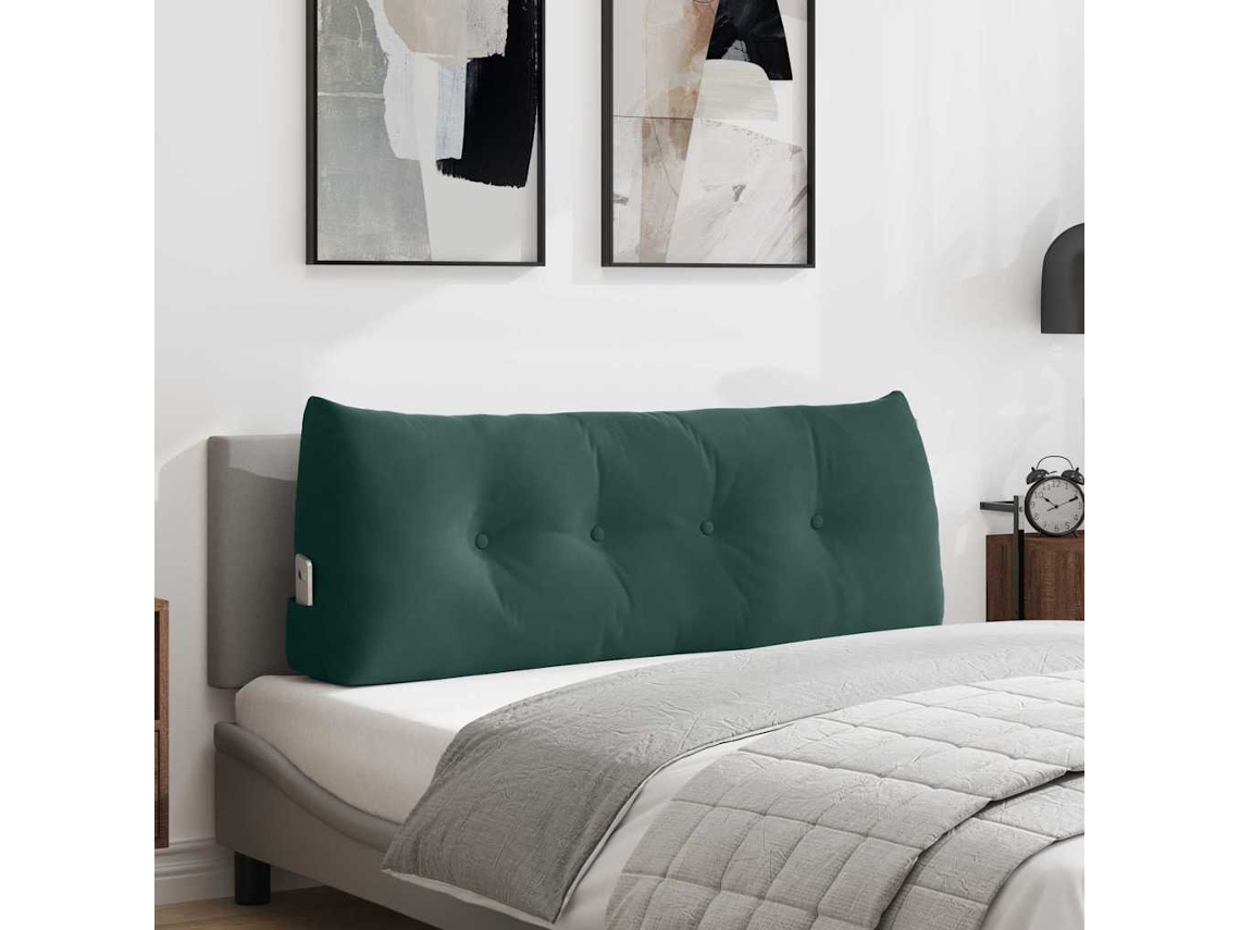Vidaxl Travesseiro Para Costas Verde Escuro 120 X 24 X 50 Cm Veludo