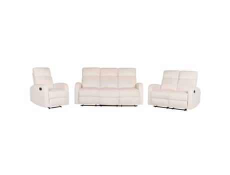 Conjunto de sofás manualmente ajustáveis BELIANI Verdal de Veludo Branco 180x73x102