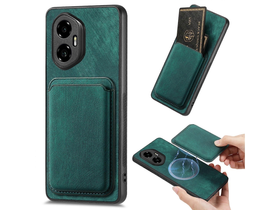 Capa Magnética Para Celular Com Porta-cartões De Couro Retrô