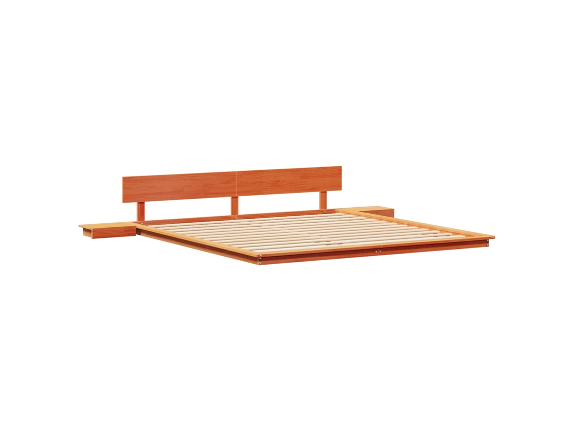Conjunto 1 Estrutura Da Cama Vidaxl Castanho Madeira De Pinho Maciça (200 X 200 Cm)