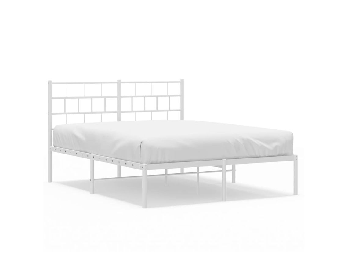 Metal Bed Frame, Metal Bed Frames Vidaxl Branco Aço (150 X 200 Cm)
