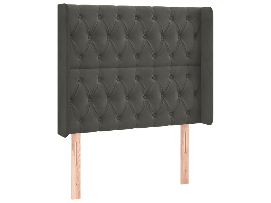 Cabeceira de Cama com Abas Veludo Cinzento Escuro MAISON EXCLUSIVE (93x16x118 cm)