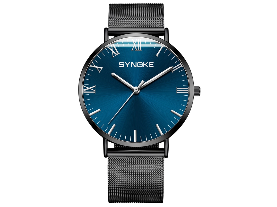 Reloj Hombre De Moda Correa Acero Inoxidable Quartz Analógico Synoke 9106
