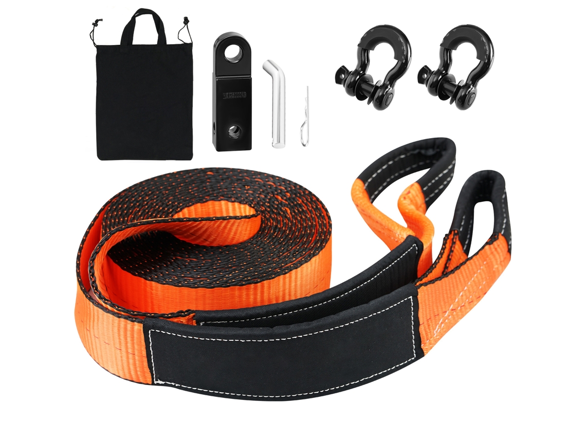 Kit de Recuperação Todoterreno 5 Peças Correias Reboque 7,6x914,4 Cm Grampos com Anel em D 13608 Kg Grampo Receptor 20000 Polia Bloco Antidesgarro