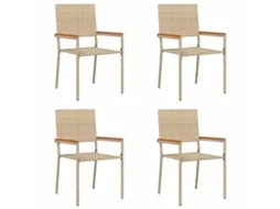 Conjunto 4 Assentos De Jardim Vidaxl Bege Vime Pe (54 X 56 X 90 Cm)