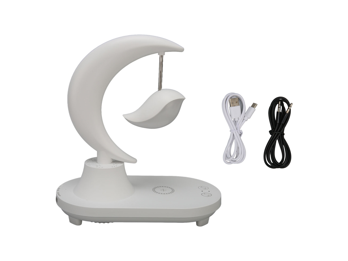 Lámpara de Noche Led Con Cargador Inalámbrico, Bluetooth, 8 Modos de Color Y Regulador de Intensidad para La Lectura Infantil, Escritorio U Oficina.