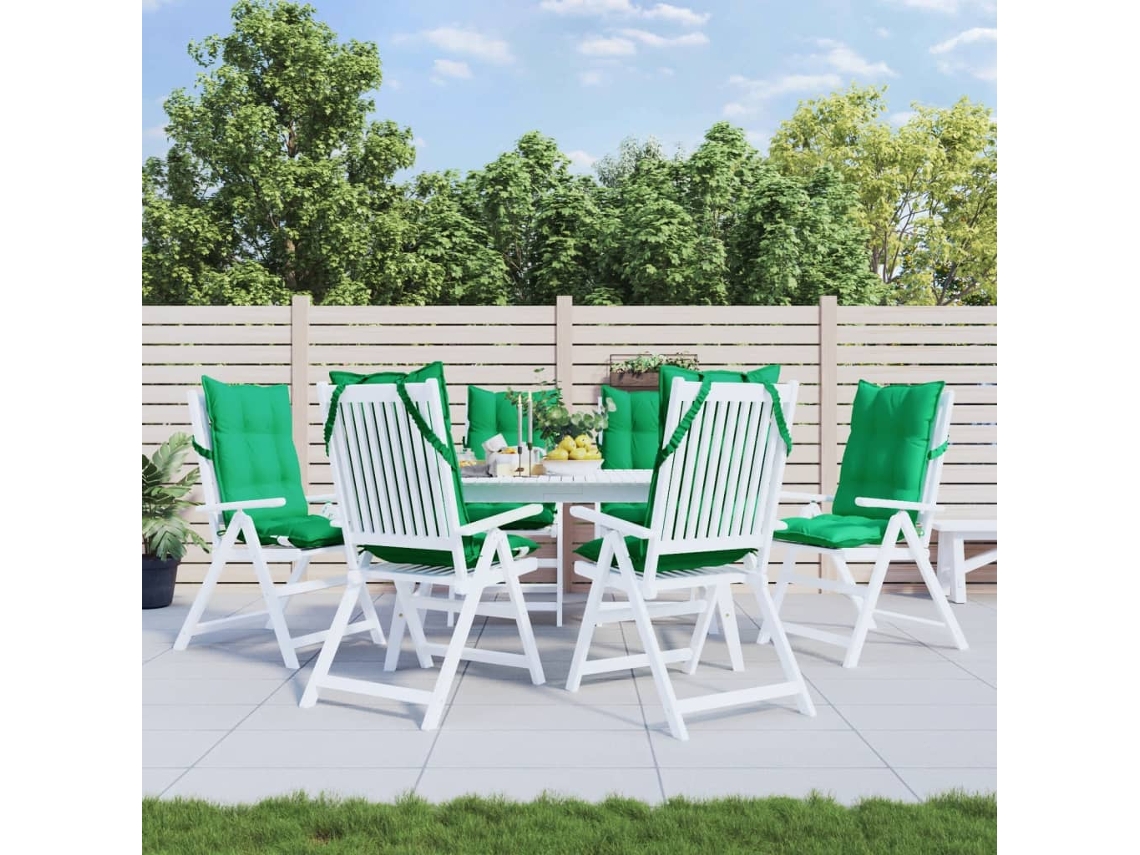Vidaxl Almofadões P/ Cadeira Encosto Alto 6 Pcs Tecido Oxford Verde