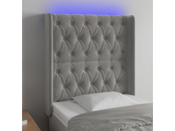 Vidaxl Cabeceira Cama C/ Luzes Led Veludo 83x16x118/128 Cm Cinza-claro