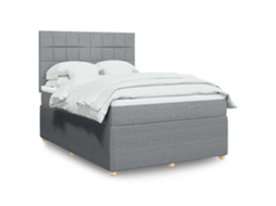 Vidaxl Cama Com Molas/colchão 160x200 Cm Tecido Cinzento-claro