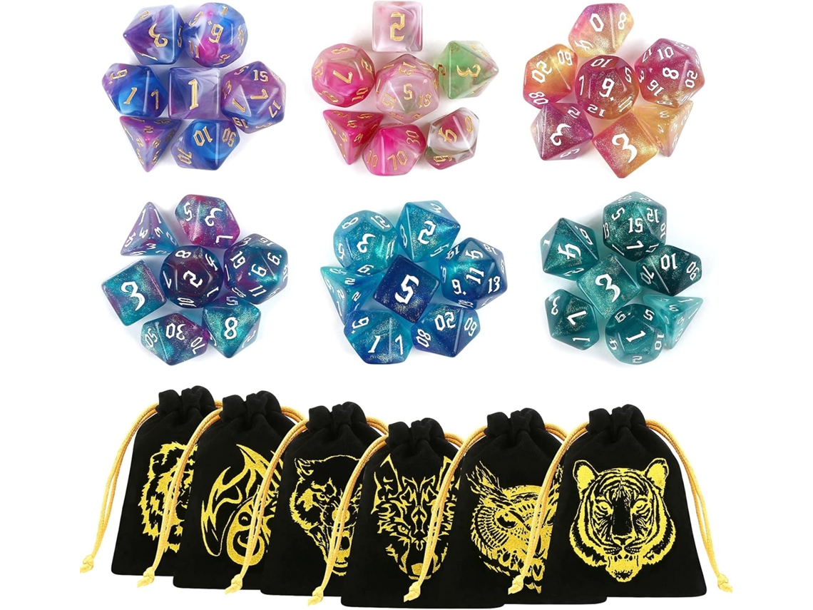 Dados Poliédricos Rpg 42pcs Jogo Dungeons And Dragons Dados 6 Modelos 6 Lados Para Jogos De Tabuleiro E Rpg Com 6 Sacos De Flanela