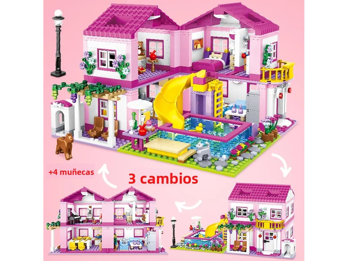 (estilo 1) Brinquedo De Construção De Vila E Cidade De Verão De 1018 Peças Em Dois Níveis Com Figuras De Jardim E Flores.