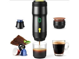 Cafeteira elétrica portátil Yizhood 3 em 1 com carregamento USB, cápsulas concentradas de uso duplo, preta