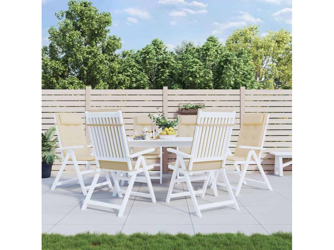 Vidaxl Almofadões P/ Cadeira Encosto Alto 6 Pcs Tecido Oxford Bege