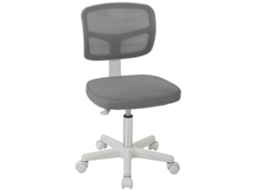 Cadeira De Escritório Ergonômica Sem Braços, Giratória, Com Encosto Curvo Em Tela E Rodízios, Cinza.ergonômica E Confortável, Com Altura