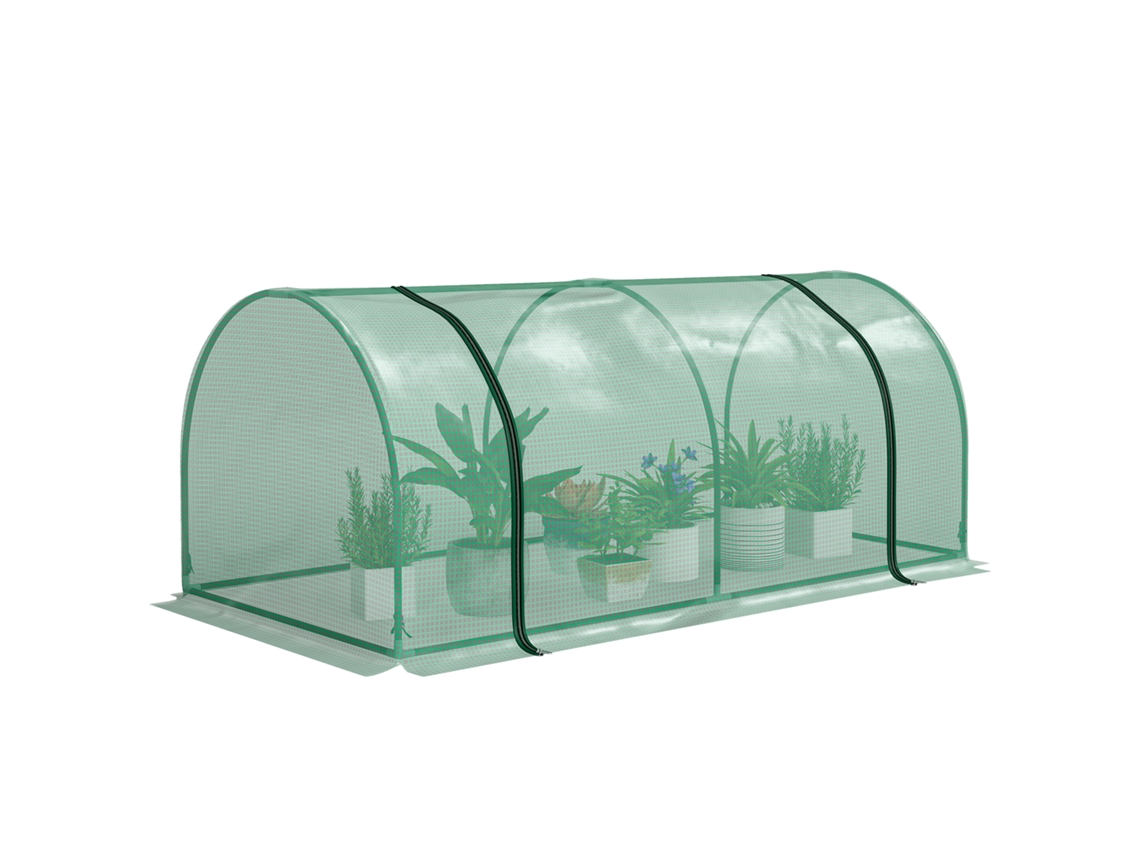 Estufa Verde de Jardim 200x100x80 cm para Cultivo de Plantas e Sementes com Estrutura e Cobertura Plástica