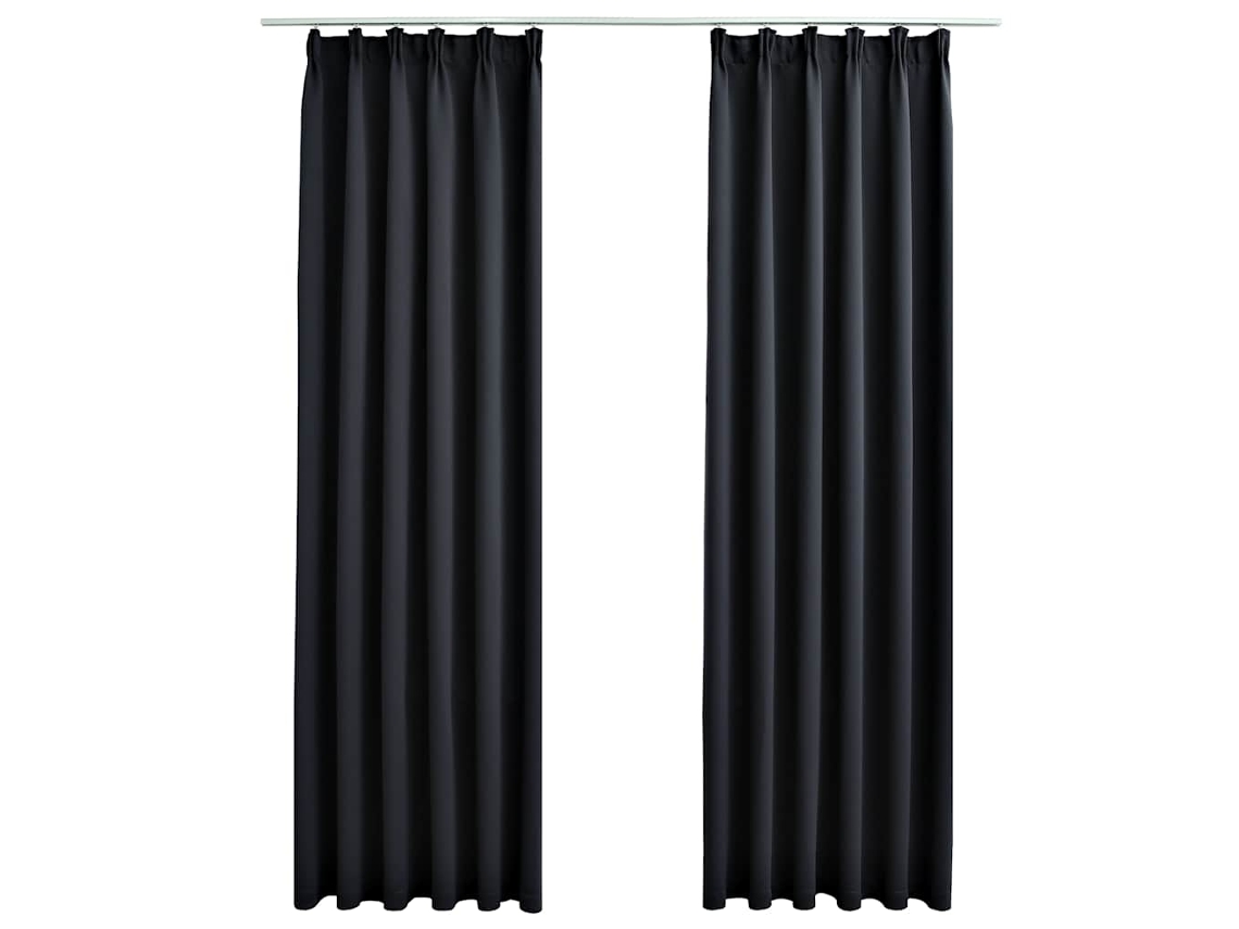Maison Exclusive - Cortinas Blackout Com Ganchos 2 Pcs 140x175 Cm Preto