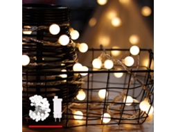 Cordão de Luzes em Formato de Bola, Branco Quente, 100 Leds . Decoração para Uso Interno BRILVIBERA (10 M)