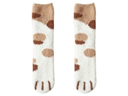Calcetines De Pata De Gato Adulto 3d Com Estampado Suave Algodão Elásticos Quentinhos Para Mulher Yellow Dot (5 Pares)