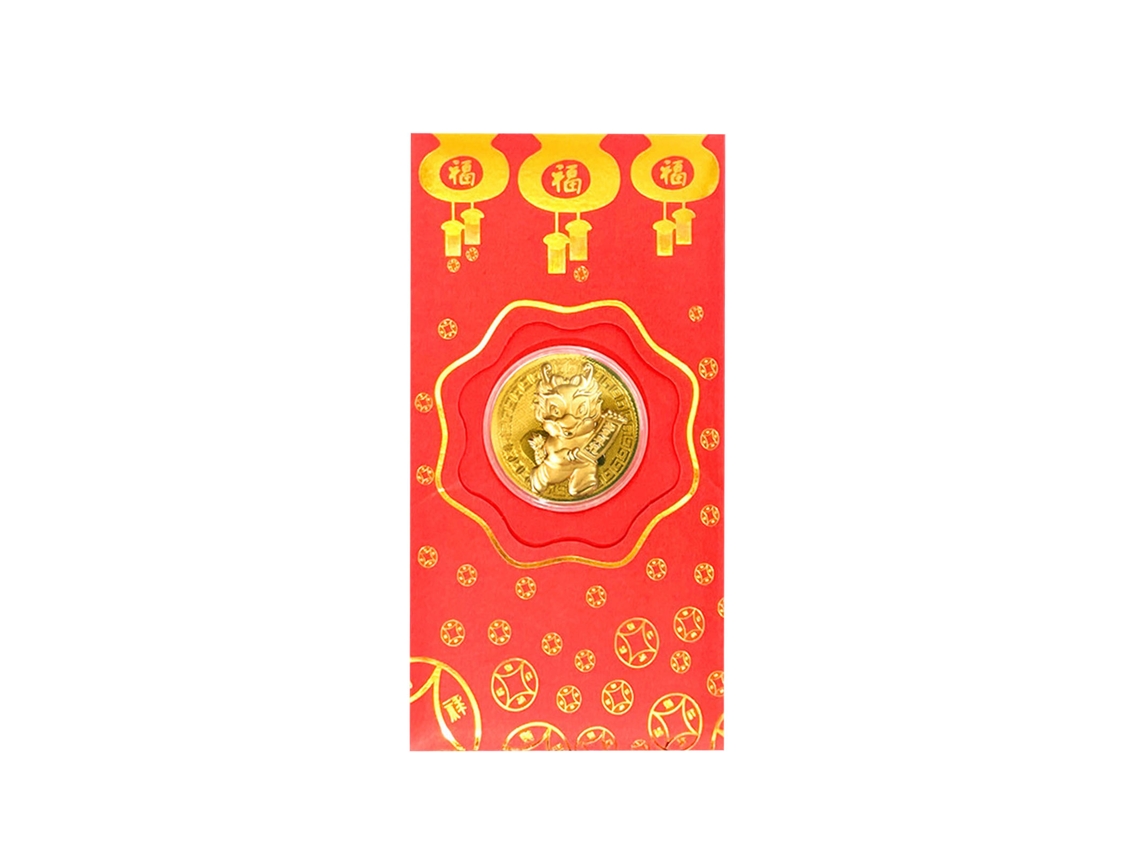 Envelope Vermelho Moeda De Ouro Prosperidade Ano Do Dragão