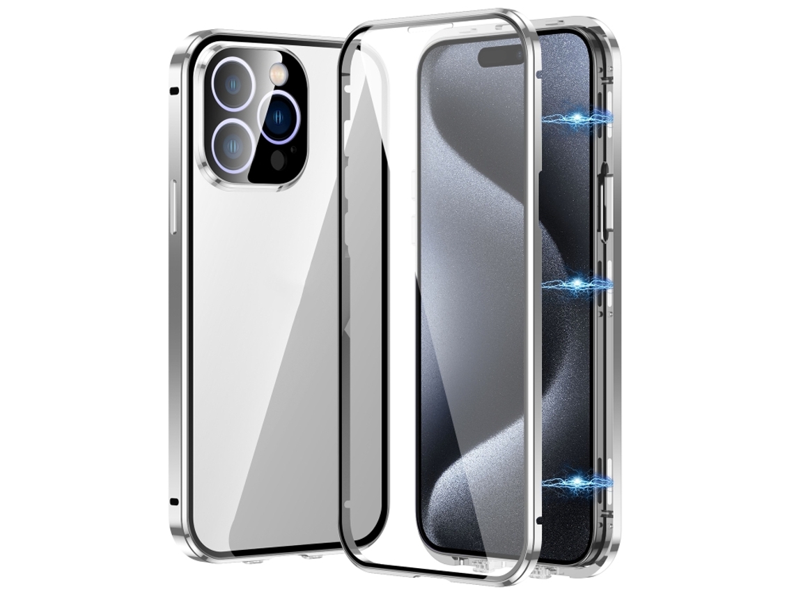 Capa De Vidro Temperado Hd Para Iphone 15 Pro Max - Fecho Magnético Duplo