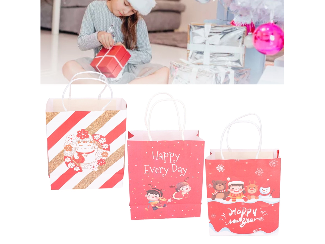 12 Bolsas De Regalo Temáticas De Año Nuevo Gruesas Resistentes Ecológicas Con Colores Vivos Para Fiesta