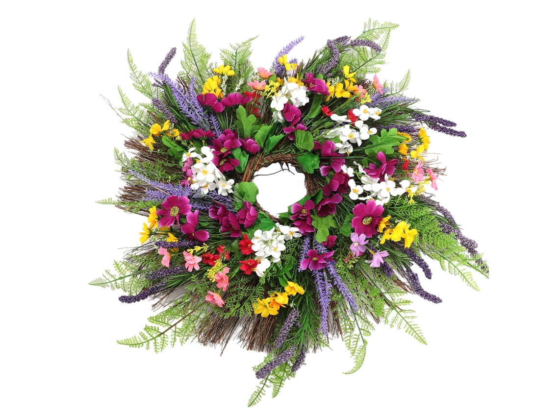 Guirlanda de flores artificiais primavera/verão, margaridas e lavanda, para porta LAXISCREED
