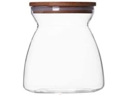 Jarra de Armazenamento Nova Line Hermética de Vidro com Tampa de Bambu Ecológica 700ml sem BPA