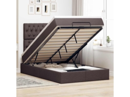 Vidaxl Estrutura de Cama Otomana com Colchão 120x190cm Castanho Escuro