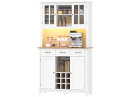 Despensa de Cozinha com LED, controle via app, suporte para garrafas, portas de vidro branco 120x40x180cm | S/MARCA