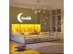 Cama Plataforma 140 X 200 Cm Com Lateral Para Arrumação, Sem Colchão Metal Branco Mobrio