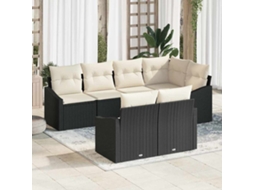 Vidaxl Conjunto De Sofás 7 Unid. Preto Vime Pe