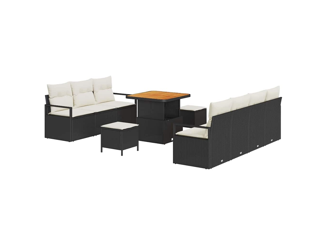 Maison Exclusive - Conjunto De Sofá De Jardim Com Almofada 10 Pcs Preto Vime Pe