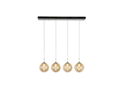 Nettlife Suspensão Vidro Âmbar Diam.70 Cm G9 Altura Ajustável Candeeiro De Mesa Jantar Com 4 Lâmpadas Âmbar Cozinha Sala Estar