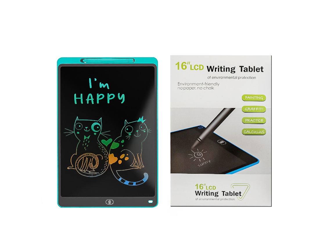 Tablet De Escrita Lcd 16 Polegadas Para Crianças Texto Colorido, Azul, Desenho Eletrônico Ecológico Aquaforge