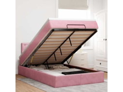 Cama Otomana Com Colchão 120x190 Cm Veludo Rosa