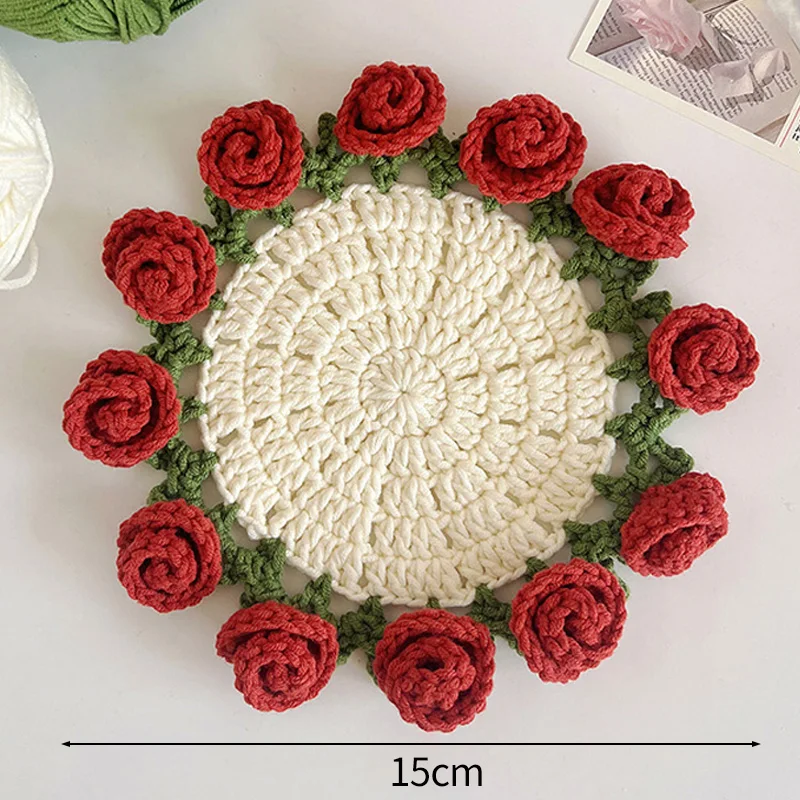 Porta-copos De Crochê Em Formato De Mini Rosas, Ideais Para Jogos Americanos De Cozinha Ou Como Porta-copos Para Uso Doméstico.